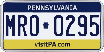 PA license plate MRO0295