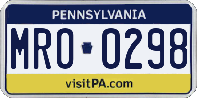 PA license plate MRO0298