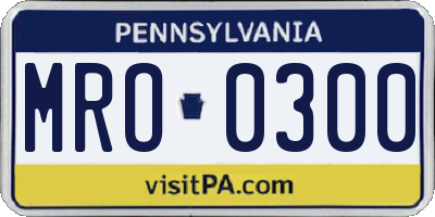 PA license plate MRO0300