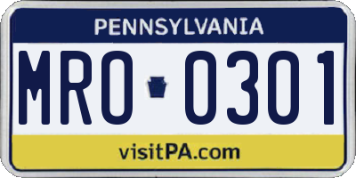 PA license plate MRO0301
