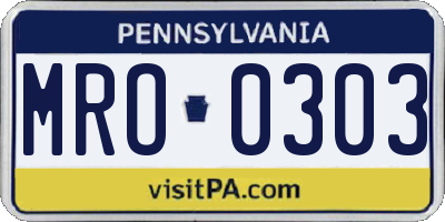 PA license plate MRO0303