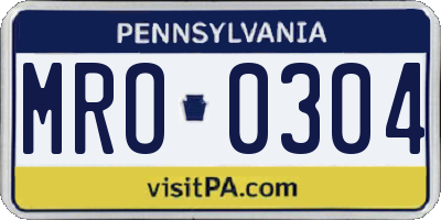 PA license plate MRO0304