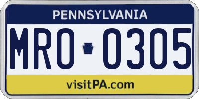 PA license plate MRO0305