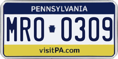 PA license plate MRO0309