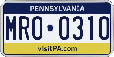 PA license plate MRO0310
