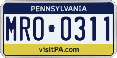 PA license plate MRO0311