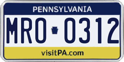 PA license plate MRO0312