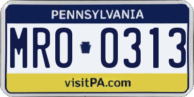PA license plate MRO0313