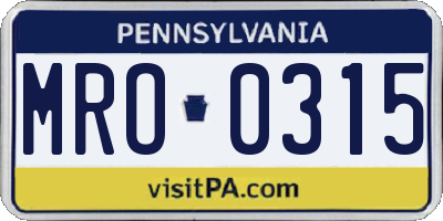 PA license plate MRO0315