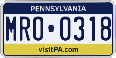 PA license plate MRO0318