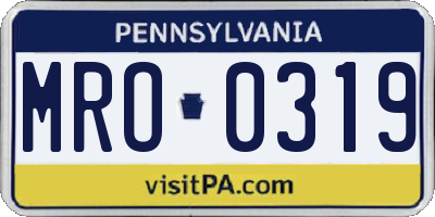 PA license plate MRO0319