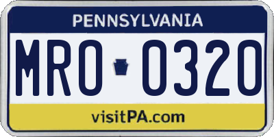 PA license plate MRO0320
