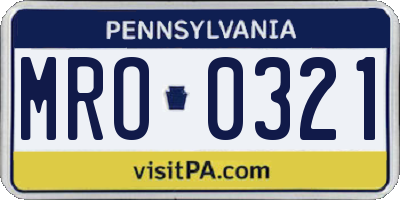 PA license plate MRO0321