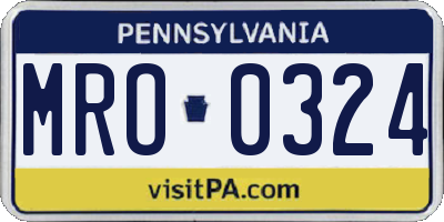 PA license plate MRO0324