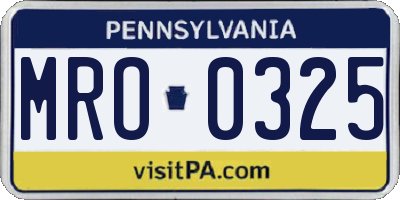 PA license plate MRO0325