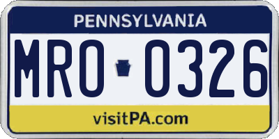 PA license plate MRO0326