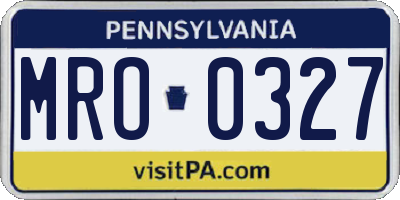 PA license plate MRO0327