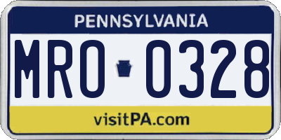 PA license plate MRO0328