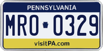 PA license plate MRO0329