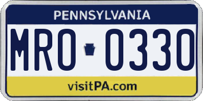 PA license plate MRO0330
