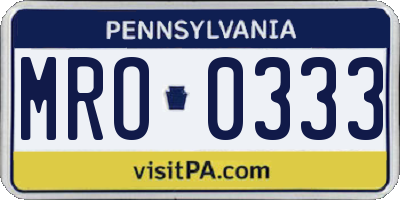 PA license plate MRO0333