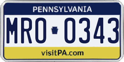 PA license plate MRO0343