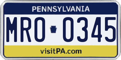 PA license plate MRO0345