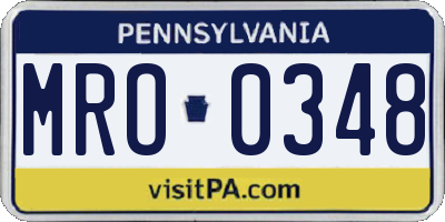 PA license plate MRO0348