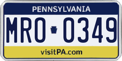 PA license plate MRO0349
