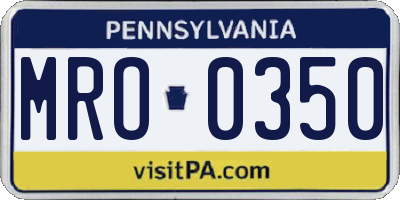 PA license plate MRO0350