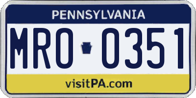 PA license plate MRO0351