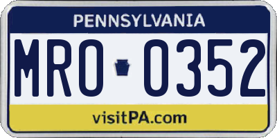 PA license plate MRO0352