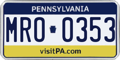 PA license plate MRO0353