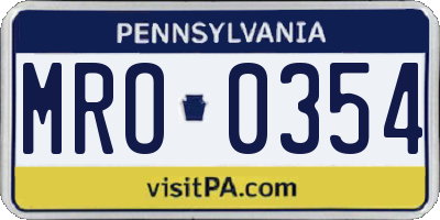 PA license plate MRO0354