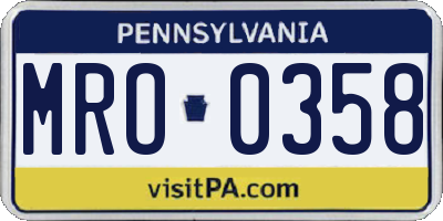 PA license plate MRO0358