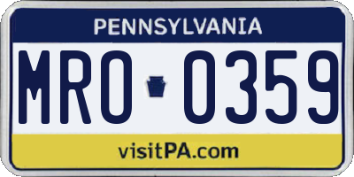 PA license plate MRO0359