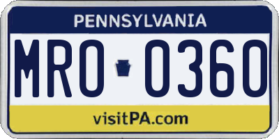 PA license plate MRO0360