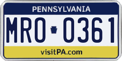 PA license plate MRO0361