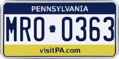 PA license plate MRO0363