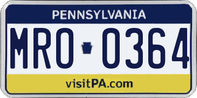 PA license plate MRO0364