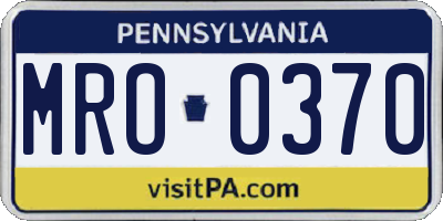 PA license plate MRO0370