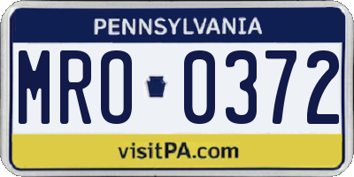 PA license plate MRO0372