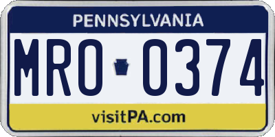 PA license plate MRO0374