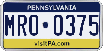 PA license plate MRO0375