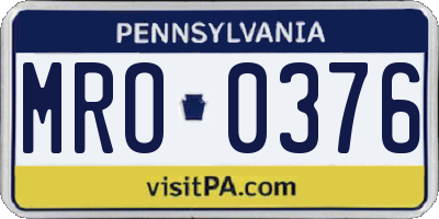 PA license plate MRO0376