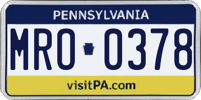 PA license plate MRO0378