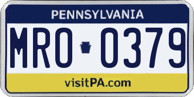 PA license plate MRO0379