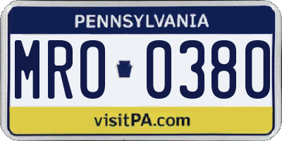 PA license plate MRO0380