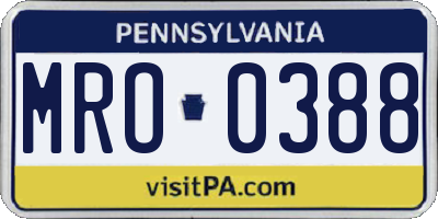 PA license plate MRO0388