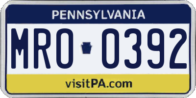 PA license plate MRO0392